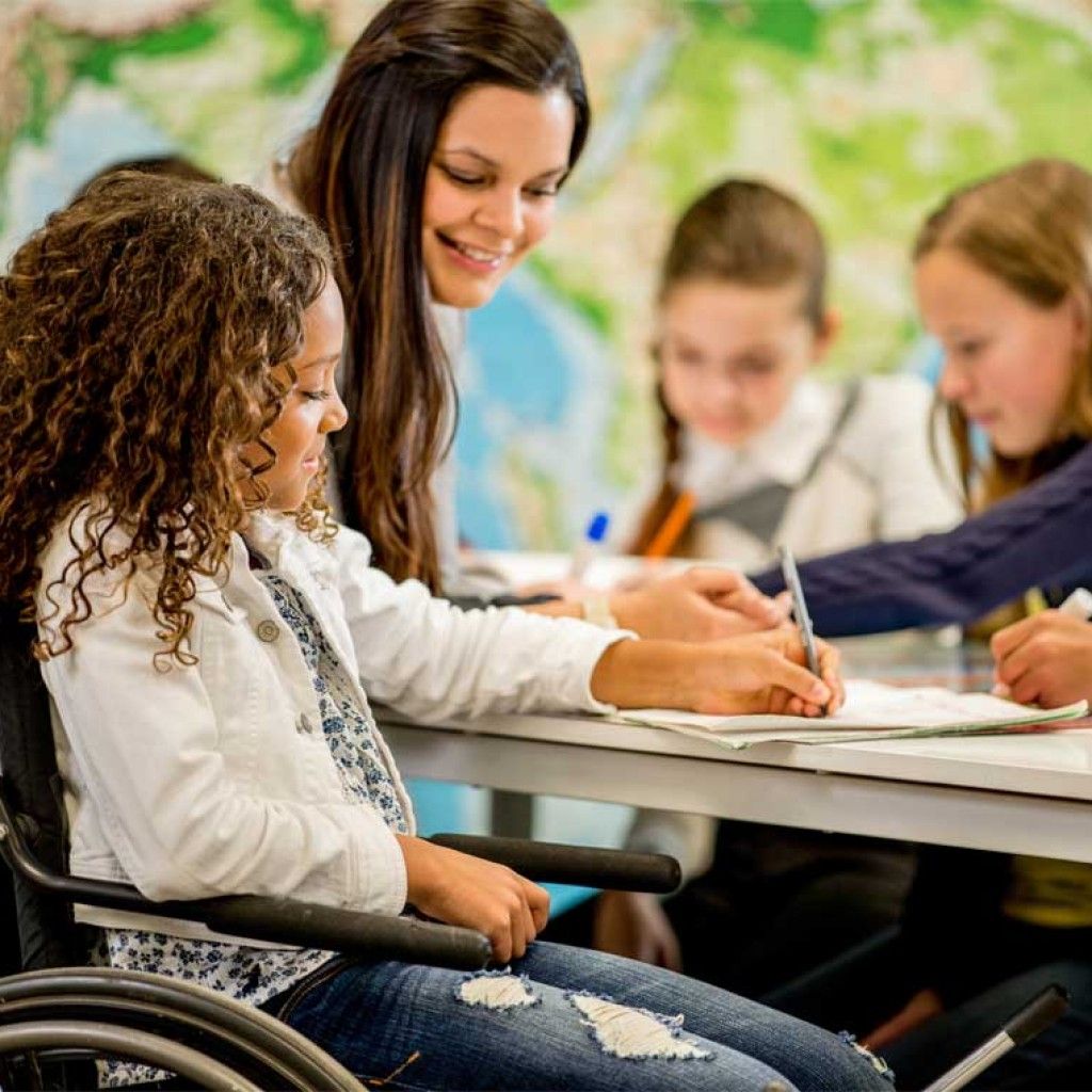 Caregiver and client smiling